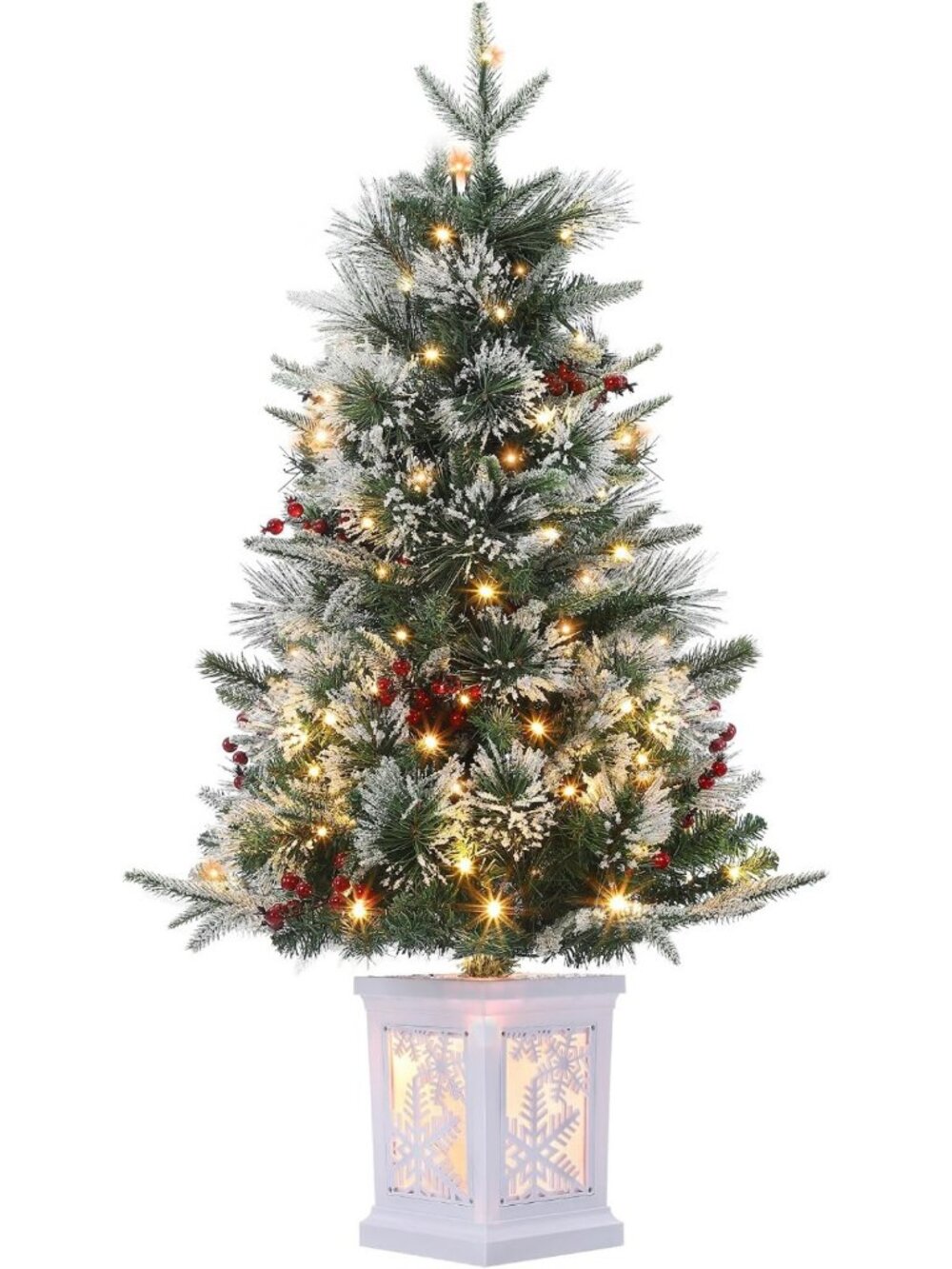 3FT Prelit Artificial Christmas Tree with Lighting Base - Festive Holiday Decor